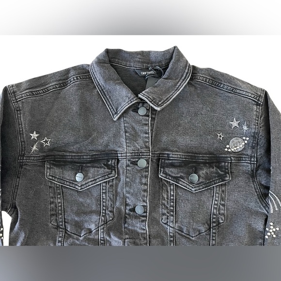 Driftwood Shooting Star Denim Trucker Jean Jacket Celestial Womens Sz Small NWT - Picture 4 of 9